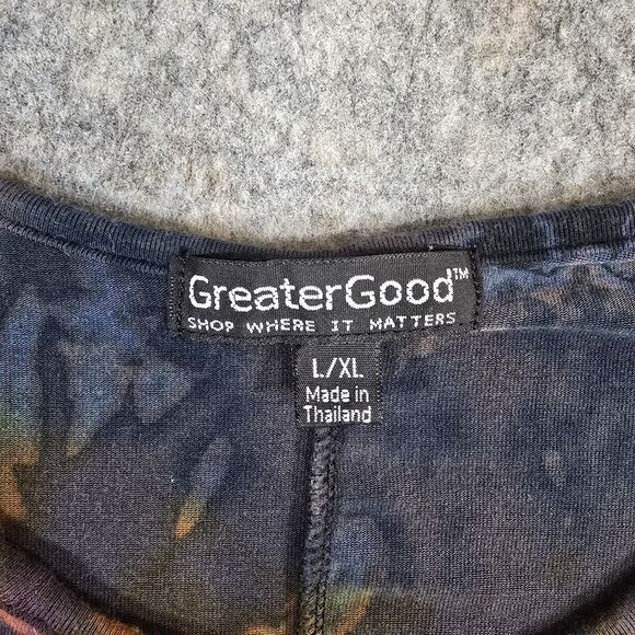 Greater Good Womens Sz L XL Tunic Top Blouse Artsy Boho Hippie Colorful Tie Dye - Picture 2 of 9